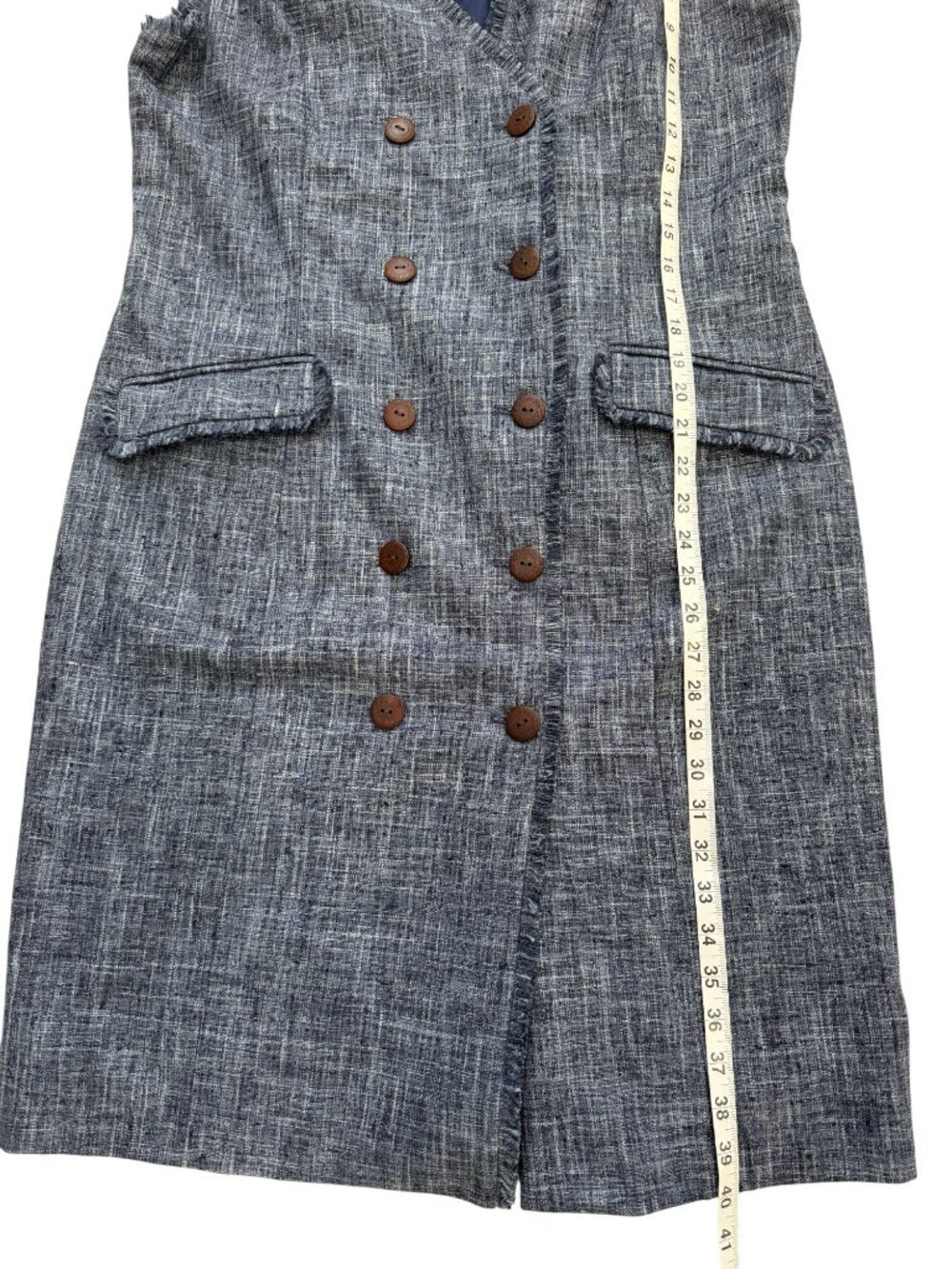 J.McLaughlin Womens Size 14 Dress Tweed Blue Sleeveless Double-Breasted Buttoned - Picture 6 of 9